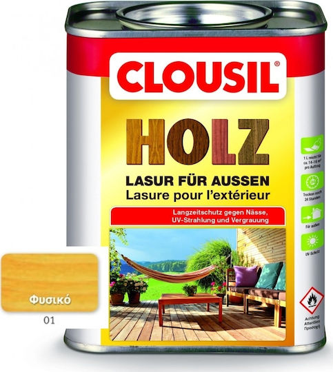Clou Clousil Holz Βερνίκι Εμποτισμού Διαλύτου 01 Φυσικό Καφέ Ματ 750ml