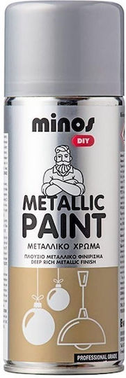 Minos Spray Σπρέι Βαφής Metallic Paint με Μεταλλικό Εφέ Grey Aluminium RAL 9007 400ml