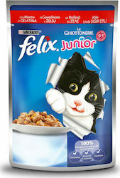 Purina Felix Junior Nasses Katzenfutter für Katze in Beutel mit Rindfleisch 100gr