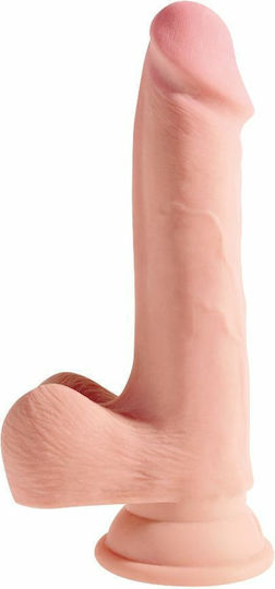 King Cock Triple Density Ρεαλιστικό Dildo με Όρχεις και Βεντούζα Flesh 19cm