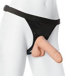 Vac U Lock Ultraskyn Cock With Ultra Harness Harness with Dildo 17.3cm in skin color