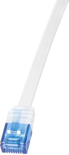 LogiLink Flaches U/UTP Kat.6 (Gigabit) Netzwerkkabel Ethernet 10m Weiß