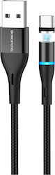 Borofone BU16 Magnetic USB 2.0 Cable USB-C male - USB-A male Μαύρο 1m