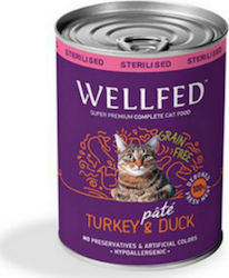 Wellfed Sterilized Wet Food for Sterilised Adult Cats Hypoallergenic In Can with Turkey / Duck Πατέ 1pc 400gr