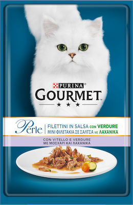 Purina Gourmet Perle Wet Food for Adult Cats In Pouch with Vegetables / Calf 1pc 85gr