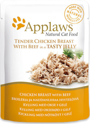 Applaws Natural Cat Food Wet Food for Adult Cats In Pouch with Chicken / Calf In Jelly Ζελές 1pc 70gr