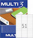 Multi 3 5100 Self-Adhesive Rectangular A4 Labels 70x16.9mm