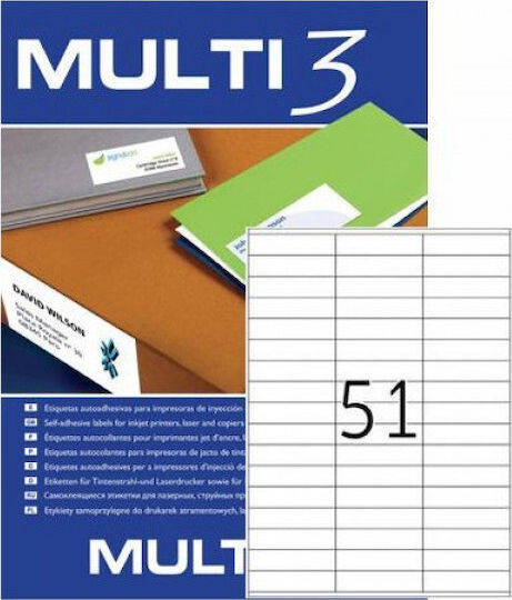 Multi 3 5100 Self-Adhesive Rectangular A4 Labels 70x16.9mm