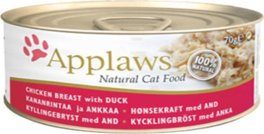 Applaws Natural Cat Food Wet Food for Adult Cats in Cans with Chicken and Duck Gluten-Free 156gr