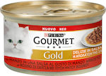 Purina Gourmet Gold Υγρή Τροφή για Ενήλικη Γάτα σε Κονσέρβα με Βοδινό 85gr "Απόλαυση Της Σάλτσας" Με Βοδινό