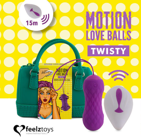 Feelztoys Remote Controlled Motion Love Balls Twisty Vibrator Egg with Remote Control 8cm Purple
