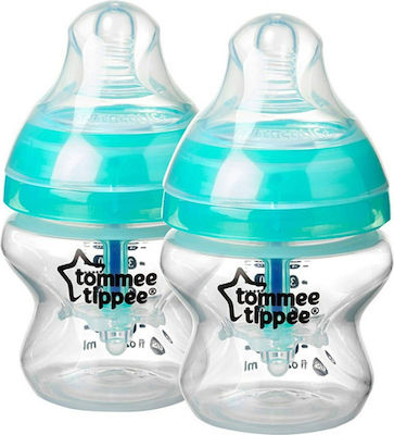 Tommee Tippee Set Sticle de Plastic pentru Bebeluși Advanced Anti-Colic Anti-Colici cu Tetină de Silicon pentru 0+, 0+ m, luni Turquoise 150ml 2buc