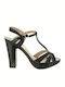 Xti Platform Women's Sandals with Ankle Strap Black with Chunky High Heel