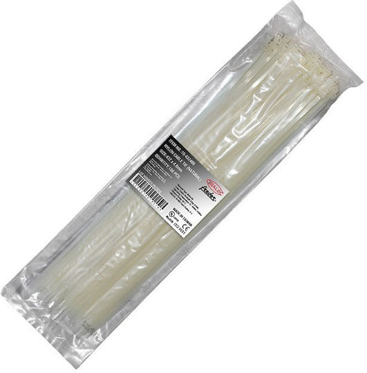 Adeleq Δεματικά Καλωδίων Πλαστικά 432mmx4.8mm σε Λευκό χρώμα (100τμχ) (19-432480)