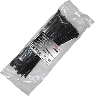 Adeleq Pack of 100pcs Black Plastic Cable Ties 250x3.6mm 19-250361