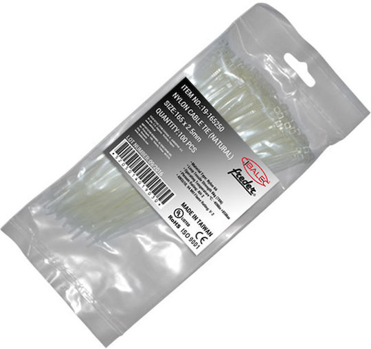 Adeleq Cable Ties Plastic 165mm x 2.5mm in White Colour (100 pcs) (19-165250)