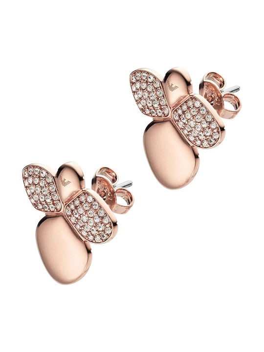 Emporio Armani Bees Collection Earrings made of Steel Gold Plated with Stones