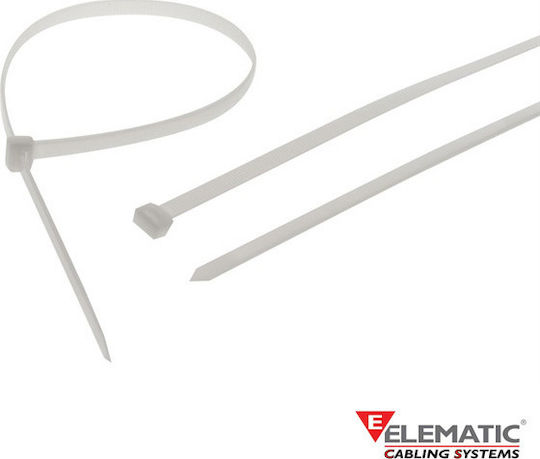 Elematic Пластмасови Кабелни Аксесоари 250mmx4.8mm в Бял Цвят 100 бр 5216CE