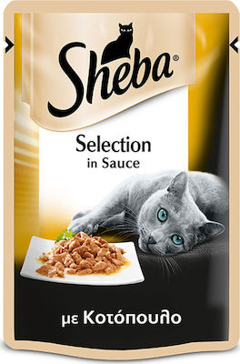 Sheba Selection Nasses Katzenfutter für Katze in Beutel mit Huhn 85gr