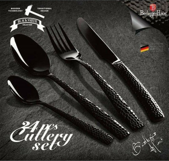 Berlinger Haus Black Smith Collection Σετ Μαχαιροπίρουνα Μαύρα Ανοξείδωτα 24τμχ