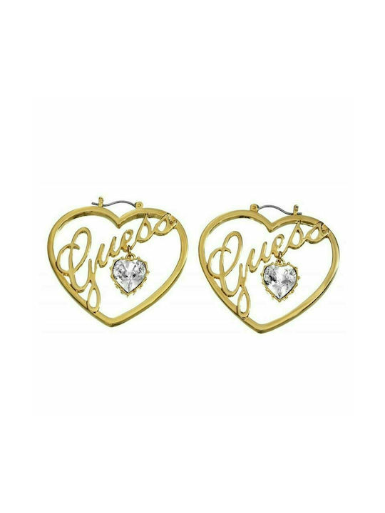 Guess Earrings Pendants Gold Plated with Stones