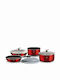 Berlinger Haus Metallic Line Cookware Set of Aluminum with Stone Coating Burgundy Collection 9pcs
