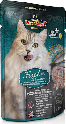 Leonardo Φακελάκι Wet Food for Adult Cats In Pouch with Shrimps / Fish 1pc 85gr