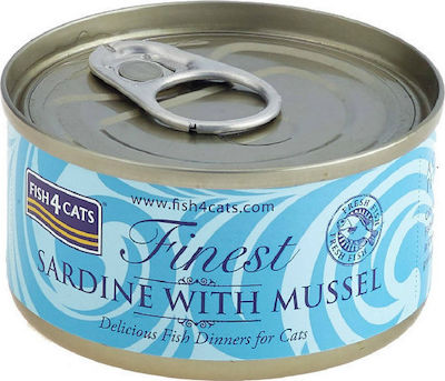 Fish4Cats Finest Nasses Katzenfutter für Katze in Dose mit Muscheln und Sardine 10x70gr CSW910-10