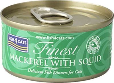 Fish4Cats Finest Nasses Katzenfutter für Katze in Dose mit Tintenfisch und Makrele 70gr CMW934