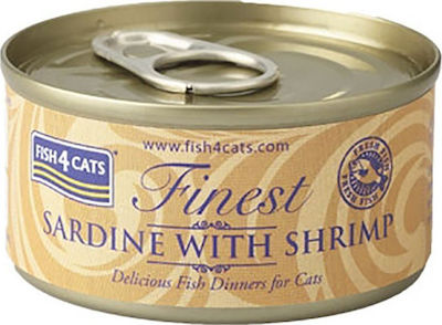 Fish4Cats Finest Wet Food for Adult Cats In Can with Shrimps / Sardine 1pc 70gr