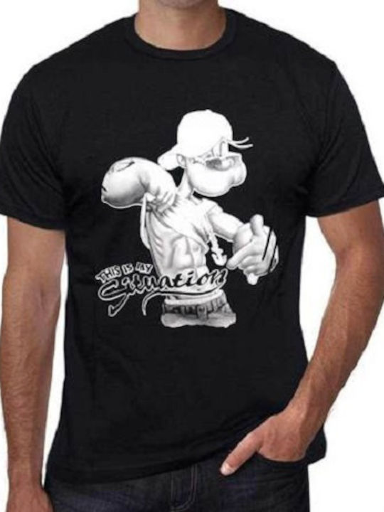 Popeye Sechs-Pack-T-Shirt SCHWARZ