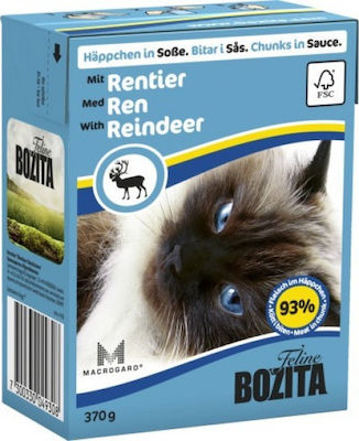 Bozita Feline Wet Food for Adult Cats In Pouch with Deer Sauce 6pcs 370gr