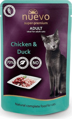 Nuevo Adult Nasses Katzenfutter für Katze in Beutel mit Huhn und Ente 85gr