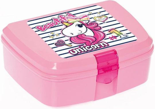 Veltihome Plastic Kids' Food Container Unicorns Pink