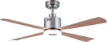 Eurolamp Ceiling Fan 127cm with Light and Remote Control Silver