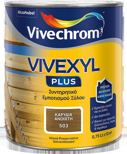 Vivechrom Vivexyl Plus Συντηρητικό Ξύλου Διαλύτου 506 Καρυδιά Σκούρα Ματ 750ml