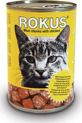 Rokus Κονσέρβα Nasses Katzenfutter für Katze in Dose mit Huhn 410gr