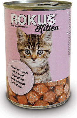 Rokus Kitten Nasses Katzenfutter für Katze in Dose mit Rindfleisch 410gr