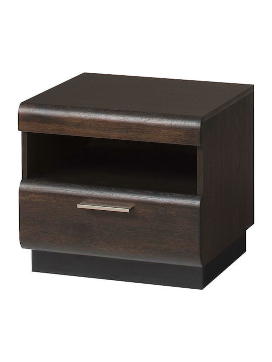 Bedside Table Morty Wooden with Metal Legs Brown 50x42x45cm