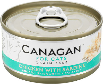 Canagan Κονσέρβα Nasses Katzenfutter für Katze in Dose mit Huhn und Sardine 75gr