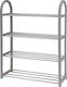 Metallic Shoe Organizer with 4 Shelves Grey 50x19x65cm