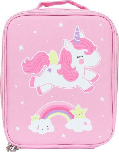 A Little Lovely Company School Insulated Kids' Lunch Handbag Pink Unicorns 24x9x29cm