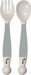 Bo Jungle Βρεφικό Σετ με Πιρούνι Flexible από Πλαστικό Grey 2τμχ
