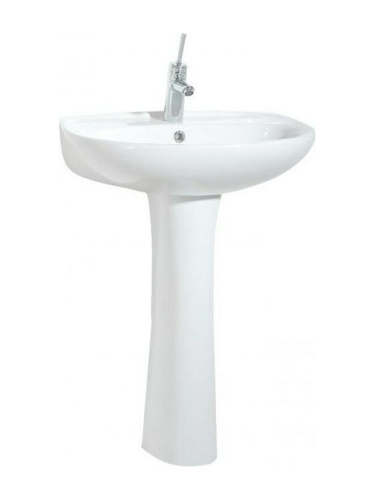 Tema Apollo Wall Mounted Pedestal Sink Porcelain 55x45x85cm White