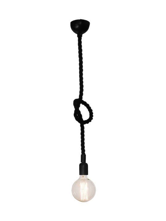 Home Lighting Pendant Light Single-Light with Rope for Socket E27 Black 77-2303