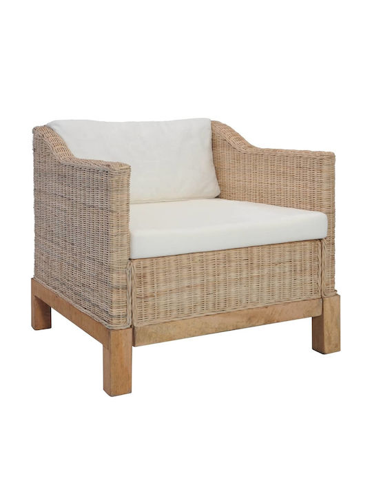 Outdoor Armchair Rattan Beige with Cushion 1pcs 72x78x74cm.