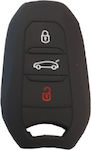 Silicone Car Key Cover Case with 3 Buttons for Citroen / Peugeot Black