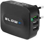Blow Φορτιστής Χωρίς Καλώδιο με 3 Θύρες USB-A 25W Quick Charge 3.0 Μαύρος (76-001)