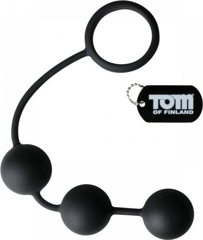 Tom Of Finland Silicone Cock Ring With 3 Weighted Balls Black 152cm Skroutzgr