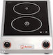 Berner Induktion Tabletop Inductive Commercial Electric Burner with 2 Hearths 3.5kW 34x58.5x11cm